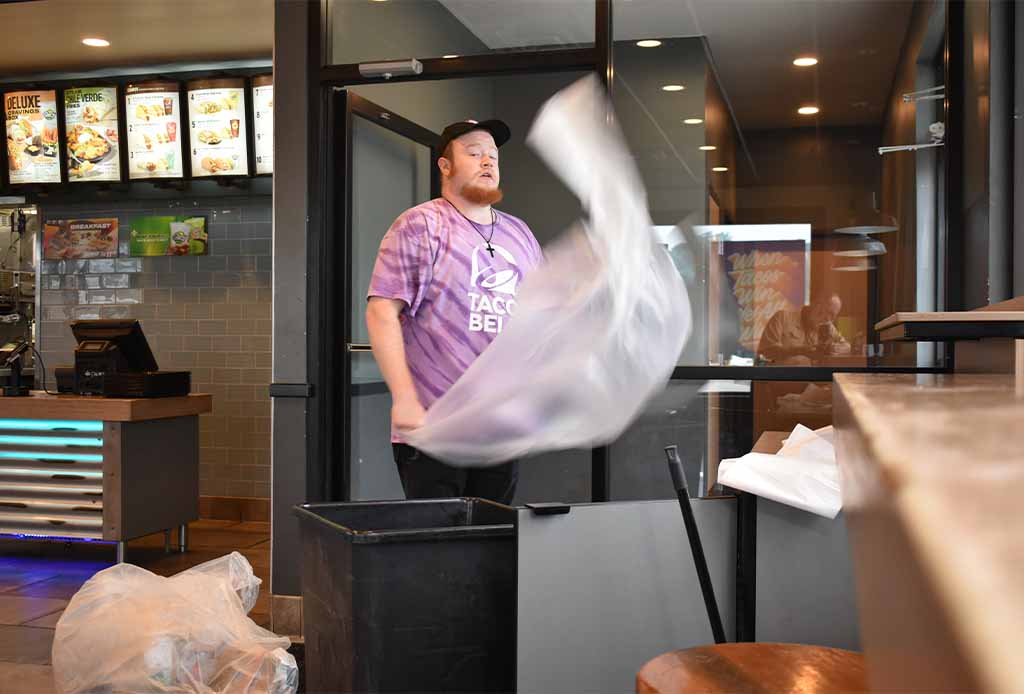 Easterseals RISE Zach cleaning Taco Bell